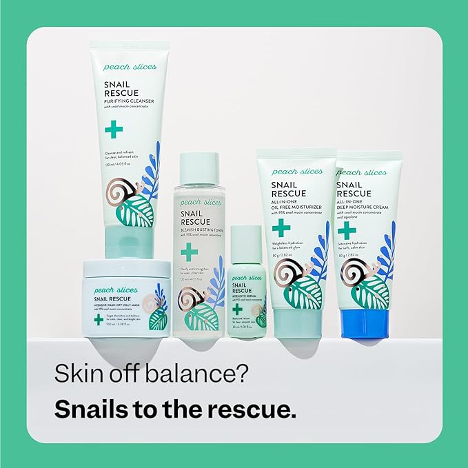 Peach Slices | Snail Rescue Blemish Busting Toner | 95% Snail Mucin | Pore Cleaner | Hydrates & Balances | Korean Skin Care | CICA | Hyaluronic Acid | Non-Comedogenic | Cruelty-Free | 4.05 oz