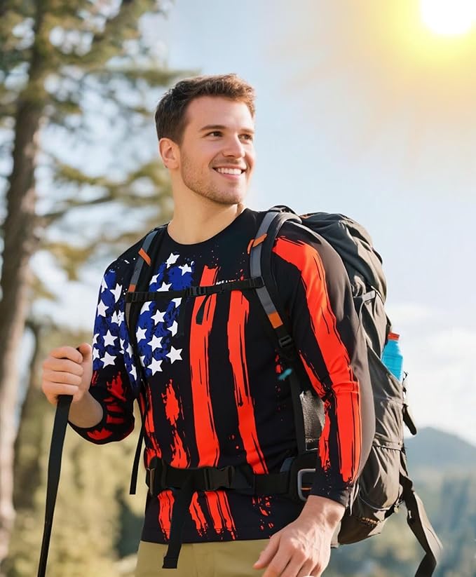 Men's Swim UPF 50+ Sun Protection Shirt Long Sleeve SPF Fishing Outdoor UV Hiking Lightweight Shirts
