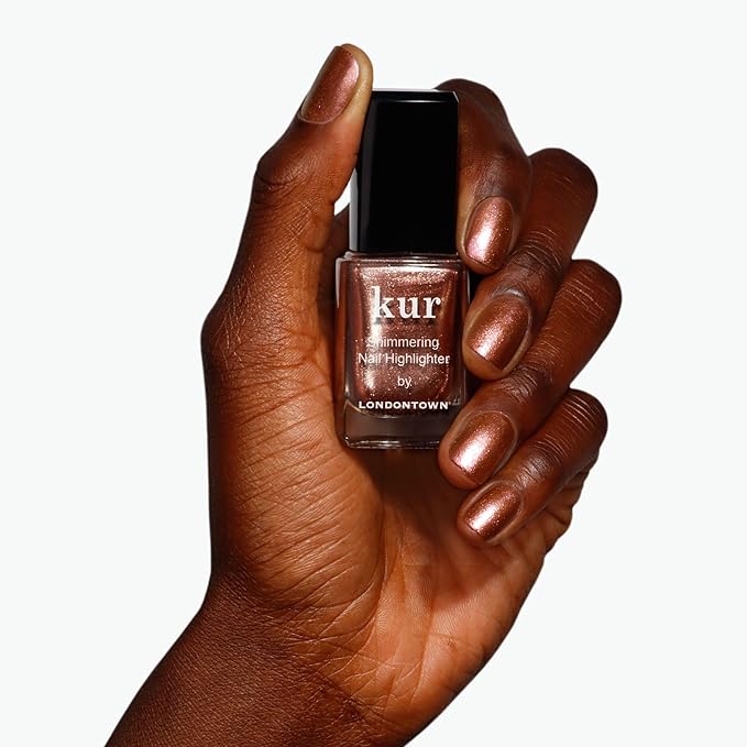 LONDONTOWN Shimmer Nail Highlighter - Multi-Dimensional Iridescent Finish Nail Polish Treatment, Vegan Cruelty Free, Shimmery Copper Rose Gold, Molten - .40fl oz