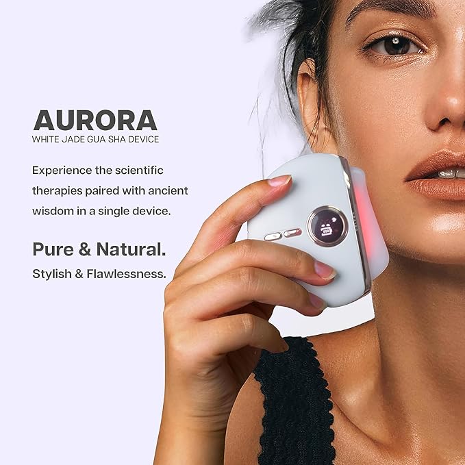 Alpenglow Electric Gua Sha Device, Rose Quartz Gua Sha Facial Tools with Heat and Vibration, Gua Sha Face Massager for Lymphatic Drainage, Lift, Puffiness, Rejuvenation Natural Glow (White)