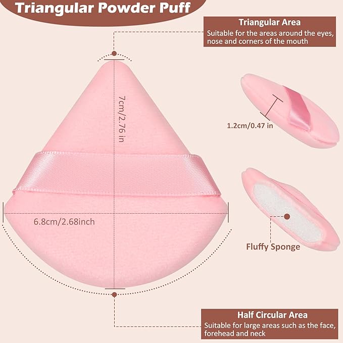 Colovis 48 PCS Powder Puff, Face Soft Makeup Sponge, Velour Triangle Powder Puff for Foundation, Makeup Puff Setting Makeup for Loose Powder, Beauty Tools(Pink)