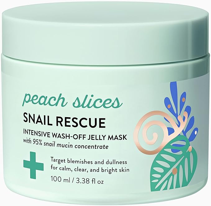 Peach Slices Snail Rescue Bundle | Blemish Busting Toner, Oil-Free Moisturizer & Wash-Off Mask | 95% Snail Mucin Concentrate | All Skin Types