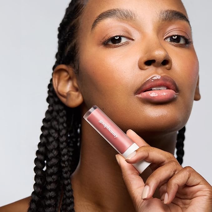 goop Beauty Hydra-Barrier Gel Gloss | Hydrating Lip Gloss to Moisturize & Plump Lips | Hyaluronic Acid & Vitamin E | Fig - Sheer Aubergine | 0.13 oz