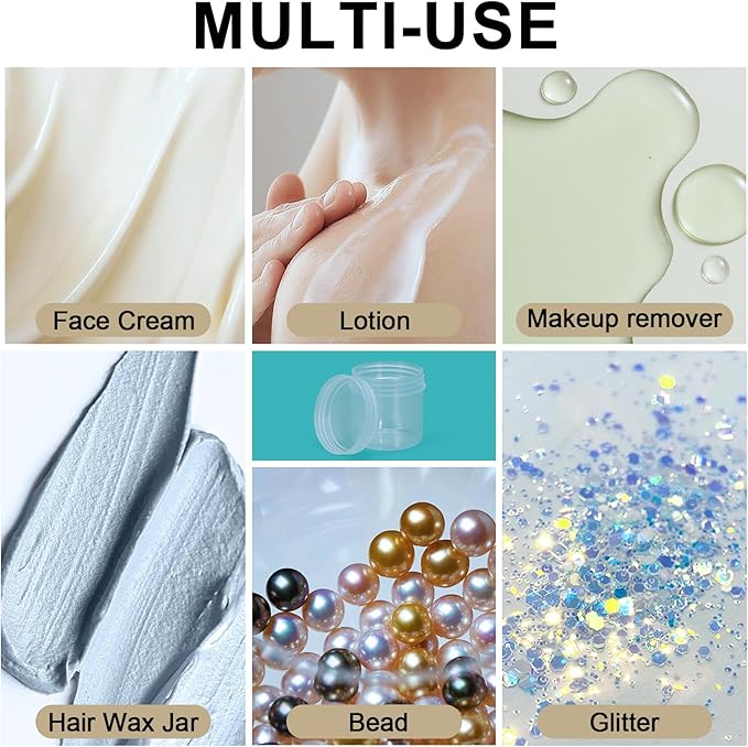 TSA Approved Wide Mouth Travel Size Containers, PP Clear & White Leak Proof Travel Plastic Jars with Lids for Creams Lotion Cosmetic, Jewelry Beads, Sample, Small Items Storage (1 oz, 8 Pcs)