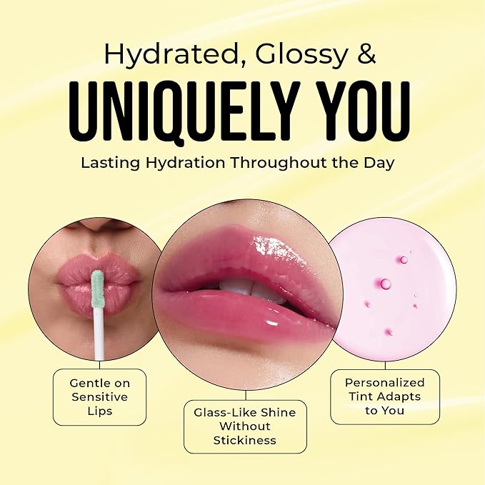 The Beauty Spy Yuli Color Changing Lip Oil - Korean Fruit Lip Gloss - pH-Reactive Formula with Argan Oil, Squalane, Shea Butter - Hydrate & Soften Lips, Glass Shine Effect (Yuzu)