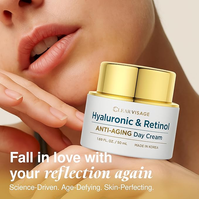Hyaluronic Acid Moisturizer - Dermatologist Tested - Retinol Anti Aging Face Cream - Ultra Hydrating, Plumps & Smooths Skin, Fine Lines & Wrinkles Treatment - Clean Beauty Korean Skincare
