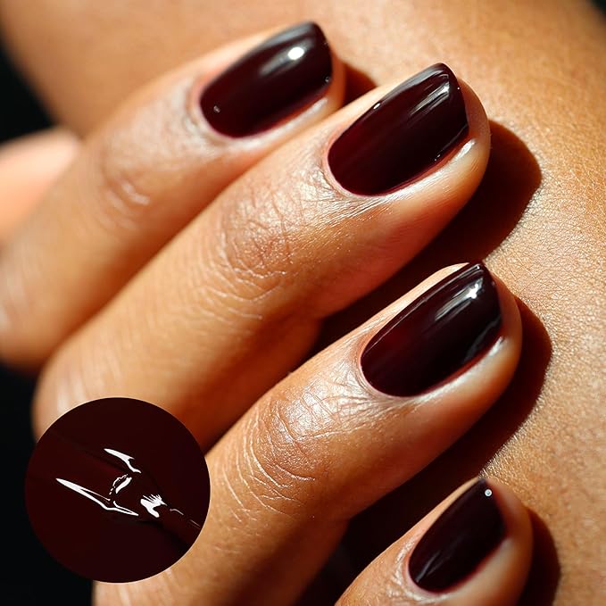 Manucurist - Green Hollyhock Nail Polish - Dark Cherry Nail Polish - 9-Free, Vegan and Plant-Based - Manicure - Made in France - 0.5 fl oz