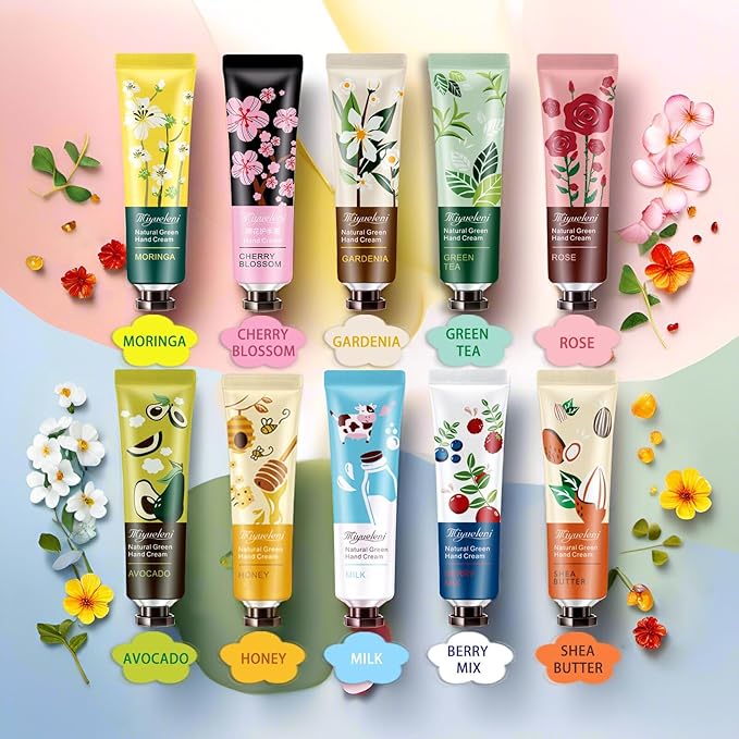 10 Pack Hand Cream Gift Set, Natural Plant Scents Moisturizing Hand Lotion, Gifts for Women, Birthday, Mother's Day, Valentine's Day, Christmas, Thank you Gifts,Travel Size 30ml