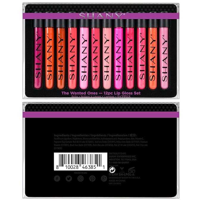 SHANY Lip Gloss - The Wanted Ones - Makeup Lip Gloss Lip Color luminizer Set with Aloe Vera and Vitamin E - New Formula - 12 Pieces