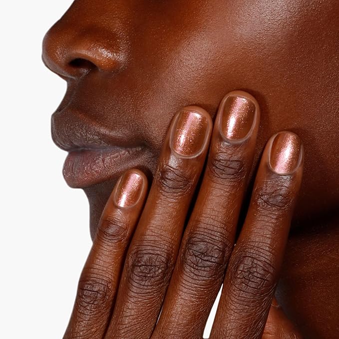 LONDONTOWN Shimmer Nail Highlighter - Multi-Dimensional Iridescent Finish Nail Polish Treatment, Vegan Cruelty Free, Shimmery Copper Rose Gold, Molten - .40fl oz