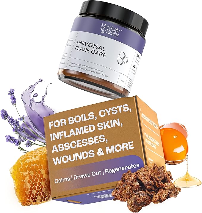 Universal Flare Care | Drawing Salve for HS, Boils, Cysts, Hemorrhoids, Pilonidal Cyst, Abscess | Anti-Chafing, Wound Care, Relief for Itching Skin w/Propolis & Egg Yolk Extract 4 oz