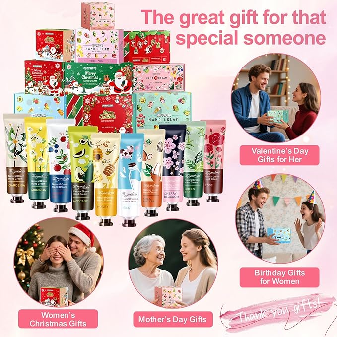 10 Pack Hand Cream Gift Set, Natural Plant Scents Moisturizing Hand Lotion, Gifts for Women, Birthday, Mother's Day, Valentine's Day, Christmas, Thank you Gifts,Travel Size 30ml