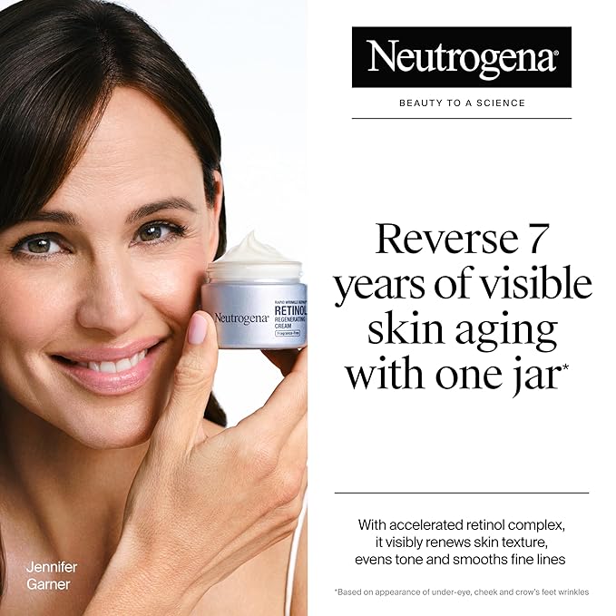 Neutrogena Rapid Wrinkle Repair Retinol Face Moisturizer, Fragrance Free, Daily Anti-Aging Face Cream with Retinol & Hyaluronic Acid to Fight Fine Lines, Wrinkles, & Dark Spots, 1.7 oz