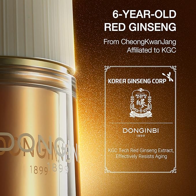 Donginbi Red Ginseng Power Repair Concentrated Essence(1.69 floz) Set - Korean Red Ginseng Essence with Collagen, Hydrating Toner, Firming Face Oil, Korean Skin Care Gifts for Women, Travel Kit