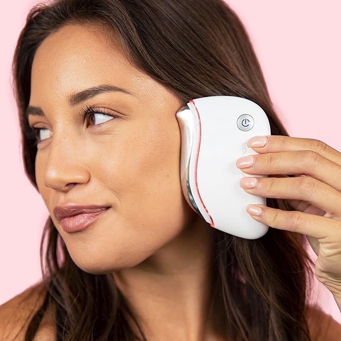 ProSculpt Heated Gua Sha Facial Massager – Electric Guasha Tool for Face Sculpting, Relaxation & Skincare | Soothing Vibration Facial Massage Tool with Contoured Design (White)