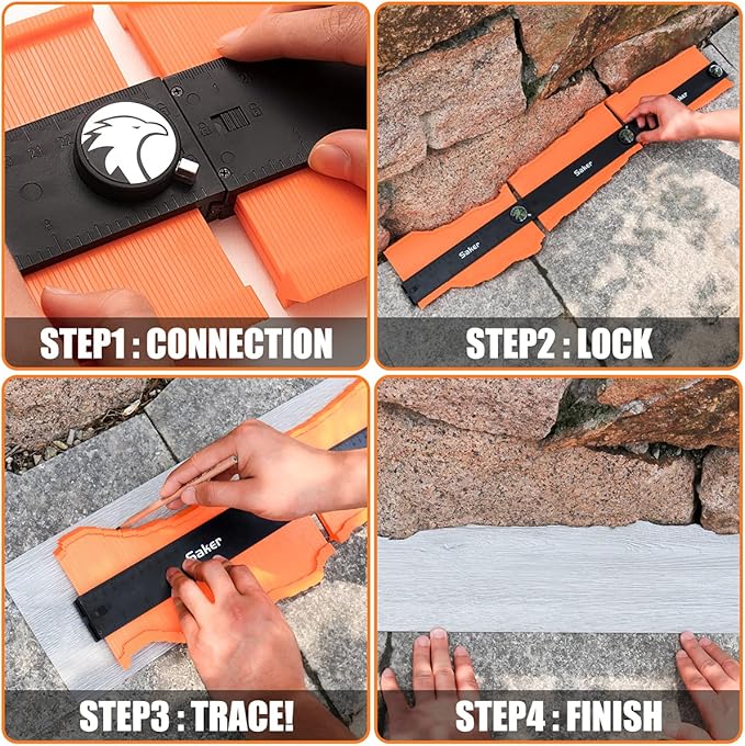 Saker Contour Gauge Profile Tool- Adjustable Lock-Precisely Copy Irregular Shape Duplicator (Unlimited Connection)