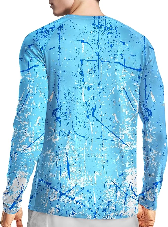 Men's Swim UPF 50+ Sun Protection Shirt Long Sleeve SPF Fishing Outdoor UV Hiking Lightweight Shirts