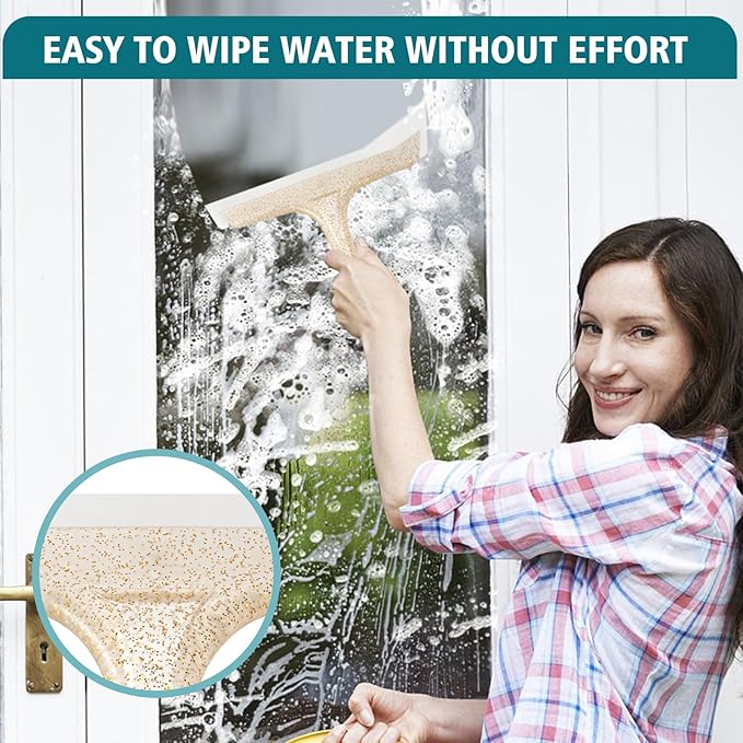 Shower Squeegee for Glass Doors, Bathroom Squeegee for Shower, Window Squeegee, Home Bathroom Silicone Cleaner Tool, Suitable for Bathroom, Kitchen, Tile, Mirror, Car Glass, by LTLUTU, 8in Golden
