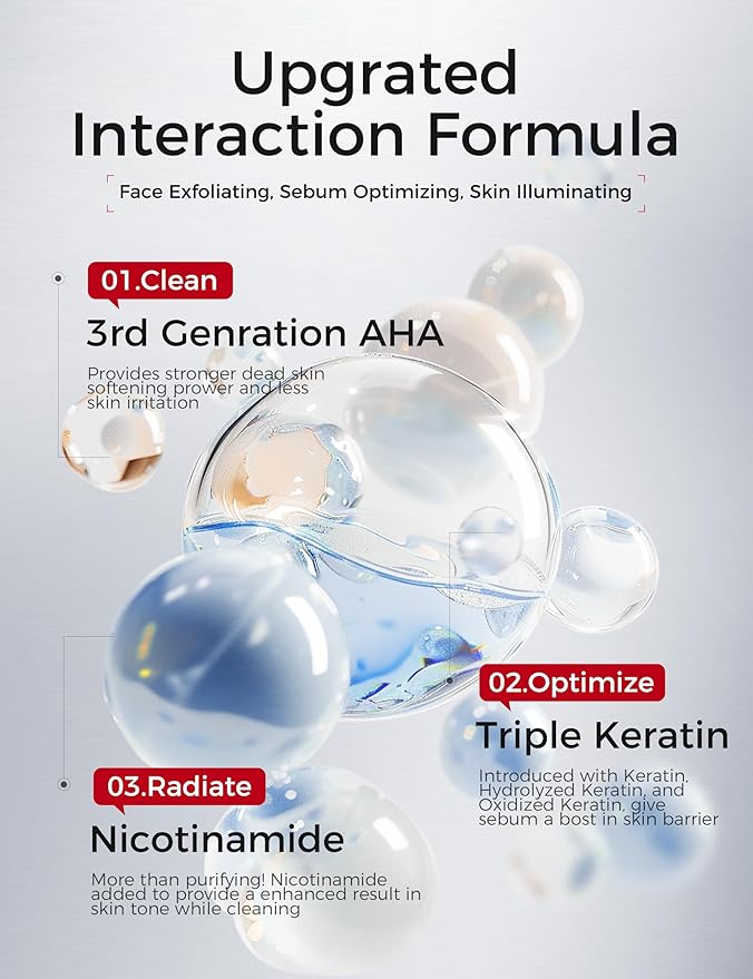 Exfoliating Face Wash: Gentle Face Exfoliator Gel with PHA & AHA, Niacinamide - Facial Scrub Peeling Cleanser Purifying Skin Blackhead Pore Refining Deep Cleansing Moisturizing |7.05OZ