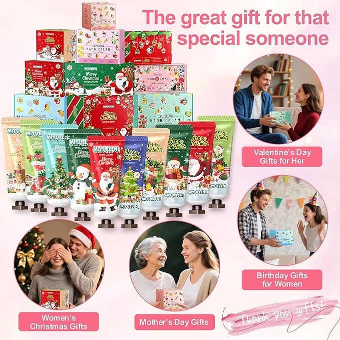 10 Pack Christmas Hand Lotion Gifts Set,Moisturizing Hand Cream for Women, Moms & Coworkers,Mini Travel Size Holiday Gifts, Stocking Stuffers & Bulk Gifts for Christmas Appreciation 20ml