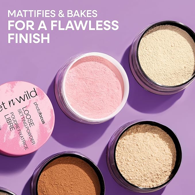wet n wild Photo Focus Loose Baking Setting Powder, Highlighter Makeup, Suitable for All Skin Tones - Off-White Translucent
