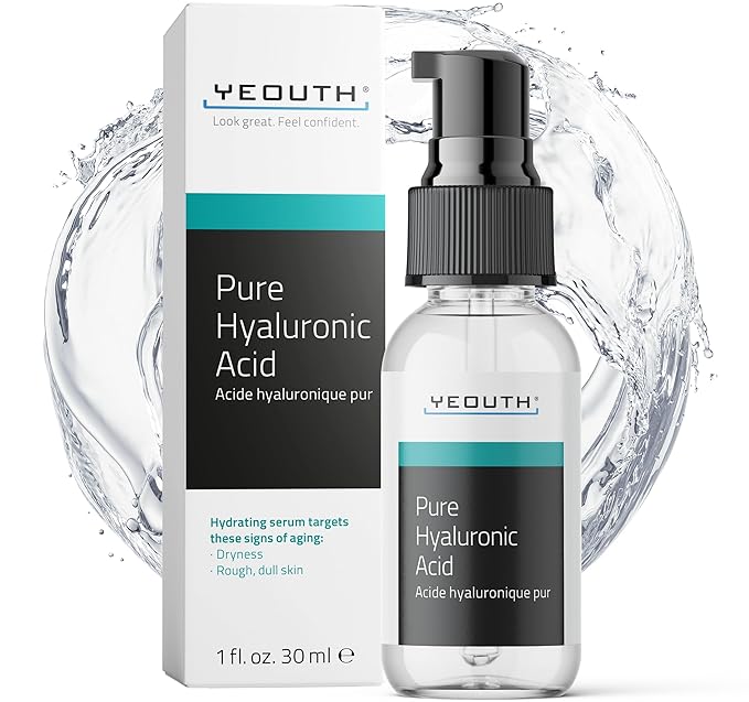 YEOUTH Pure Hyaluronic Acid Serum for Face 99% for Dry & Dull Skin, Hydrating Hyaluronic Acid Skincare Serum for Women & Men, For All Skin Types 1oz