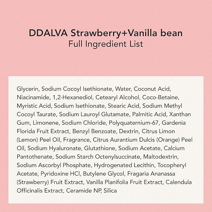 Whipped Korean Skincare Face Wash, Hydrating Vegan Cream Facial Cleanser for Dry Skin with Niacinamide, Hyaluronic Acid, Ceramide, Strawberry & Vanilla, Cleanser for Sensitive Skin