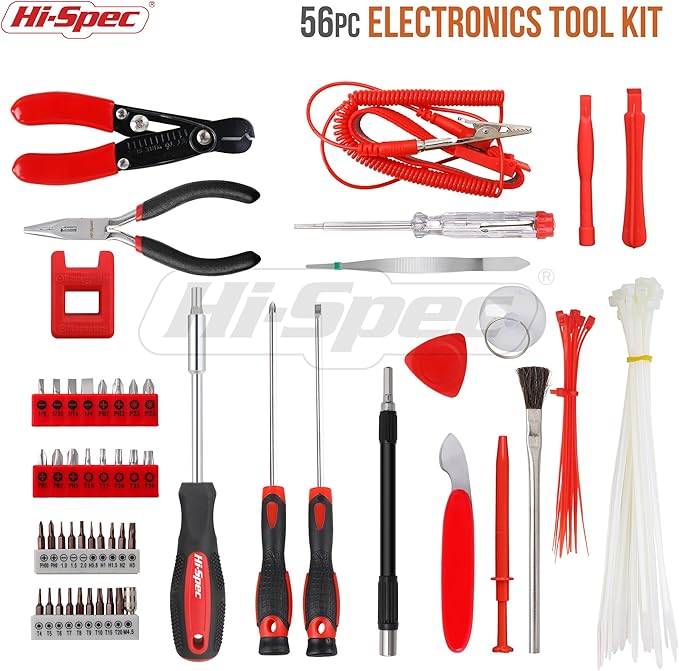 Hi-Spec 56pc Electronics Repair & Opening Tool Kit Set for Laptops, Devices, Computers, PC Building & Gaming Accessories. Precision Small Screwdrivers with Pry Tools