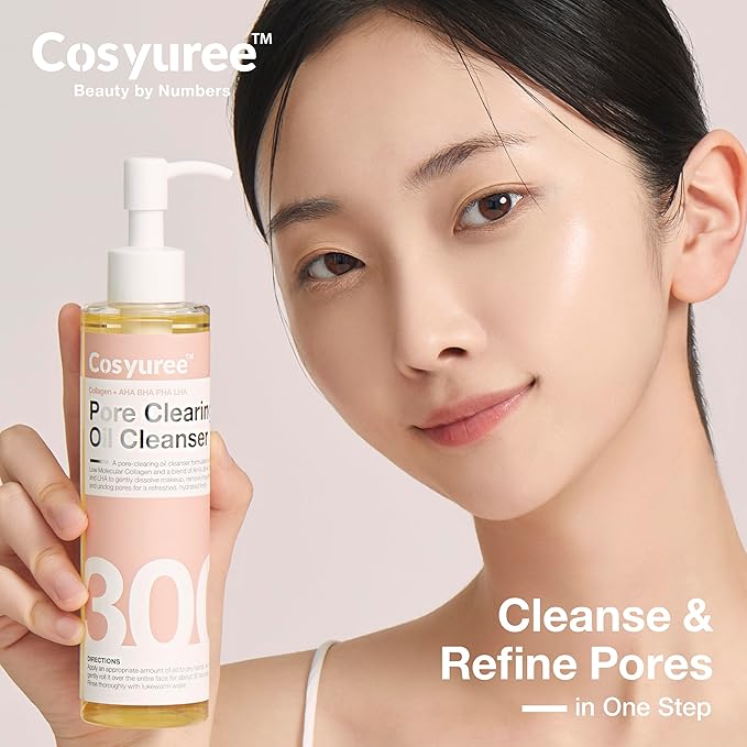 Collagen Pore Cleaning Oil Cleanser for Face by COSYUREEβ AHA BHA PHA LHA Oil for Deep Cleansing, Face Cleansing, Hydration, and Makeup Removal, Korean Skincare with Lemon & Lavender