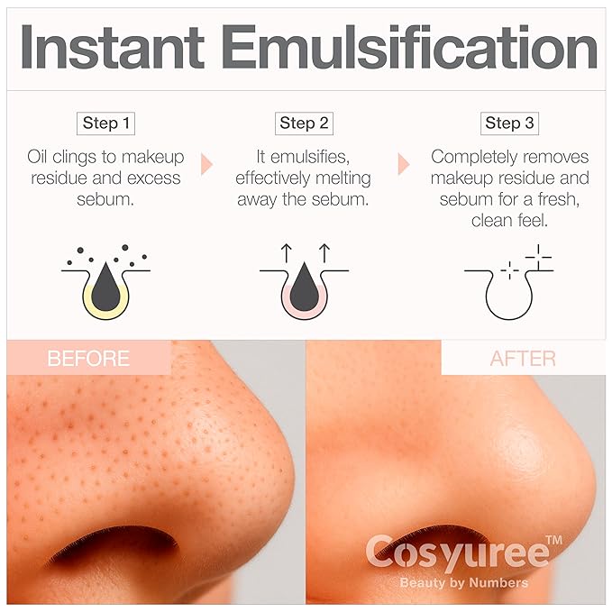 Collagen Pore Cleaning Oil Cleanser for Face by COSYUREEβ AHA BHA PHA LHA Oil for Deep Cleansing, Face Cleansing, Hydration, and Makeup Removal, Korean Skincare with Lemon & Lavender