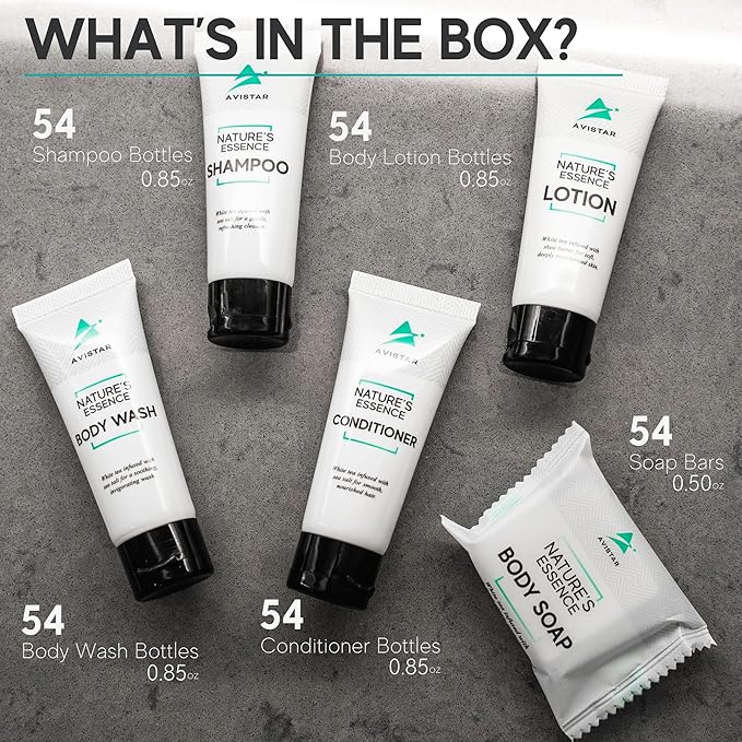 270 Piece Hotel Soap & Bulk Toiletries - Airbnb Essentials for Hosts & Guests - Hotel Shampoo & Conditioner Supplies for Guests, Hotel Toiletries Bulk Set, Mini Bulk Travel Size Toiletries, Air BnB