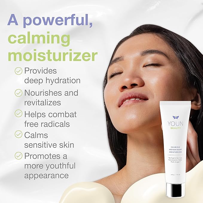 YOUN Beauty Calming Antioxidant Moisturizer for Face and Body by Holistic Plastic Surgeon Dr. Anthony Youn, Paraben & Sulfate-Free – Contains Lactic Acid, Vitamins C & E, Peptides, and Coenzyme Q10