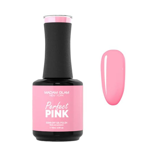 Madam Glam Vegan certified Soak-off Gel Perfect Pink 15ml UV/LED formulated gel