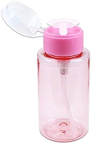 7oz Pink Push Down Pump Dispenser Empty Refillerble Bottle with Flip Top Cap - for Nail Polish, Travel, Cosmetics Packaging