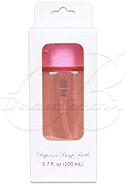 7oz Pink Push Down Pump Dispenser Empty Refillerble Bottle with Flip Top Cap - for Nail Polish, Travel, Cosmetics Packaging