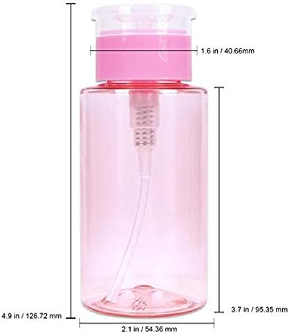 7oz Pink Push Down Pump Dispenser Empty Refillerble Bottle with Flip Top Cap - for Nail Polish, Travel, Cosmetics Packaging