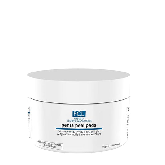 FCL Penta peel pads| Exfoliant | Removes dead cells | Reduces fine lines & wrinkles | Gentle & safe peeling pads| Improves skin texture | Shrinks open pores | Paraben Free | 25 pads