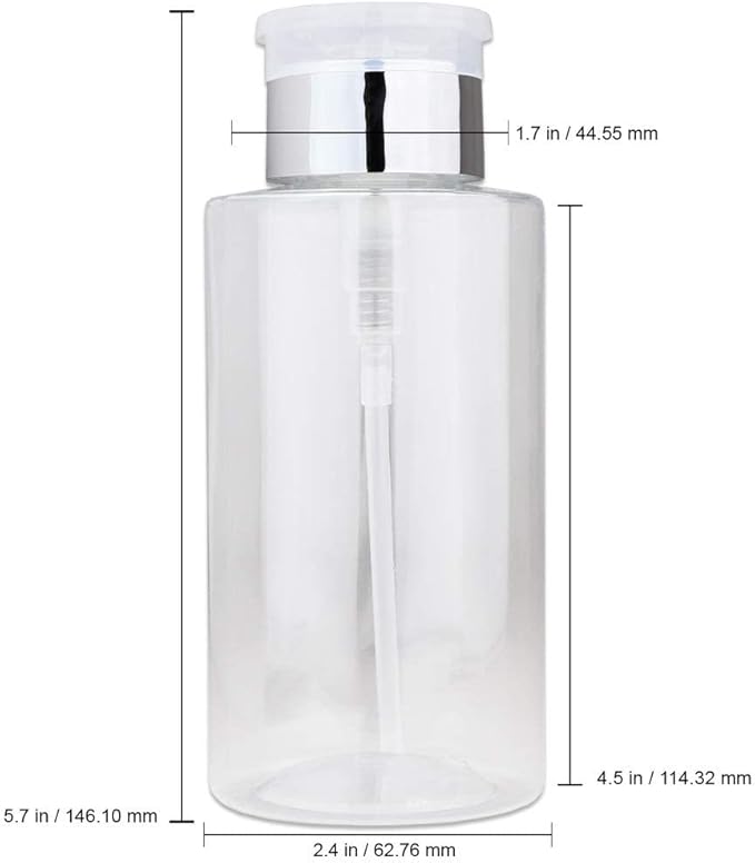 10oz Silver Push-Down Dispenser Bottle - 1 Bottle - Empty Refillable Pump Bottle for Nail Polish Remover Liquid Lotion Cream