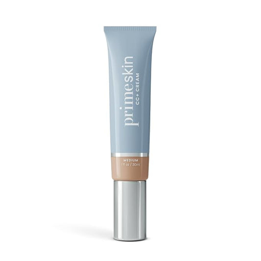 PrimeSkin CC+ Cream for Mature Women – Lightweight Liquid-to-Powder Foundation – Blurs Pores & Covers Age Spots – Crease-Free, Hydrating & Soft-Matte Finish for Sensitive Skin (Medium)