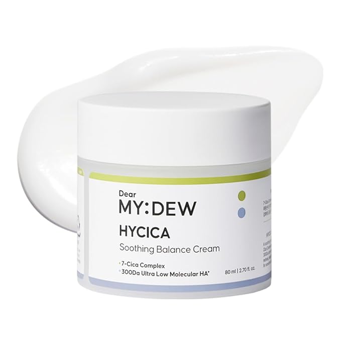 HYCICA Soothing Balance Cream Moisturizer | Calming Hydration Barrier Care for Sensitive Skin, Centella, Ultra-Low Molecular Hyaluronic Acid, Vegan Fragrance-Free Korean Skincare, 2.70 fl oz