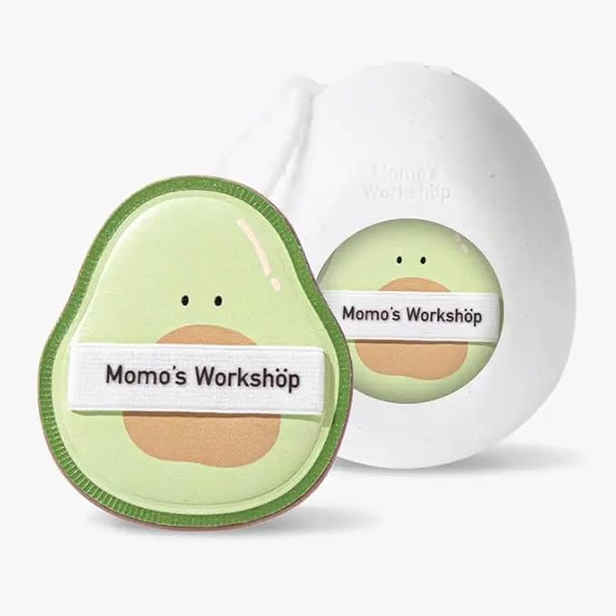 Avocado Makeup Sponge-Hydropolyurethane Foundation Sponge for Buildable Coverage, Dry&Wet Use with PU Leather Handle, Beauty Tool,2pcs Makeup Puffs With Storage Case