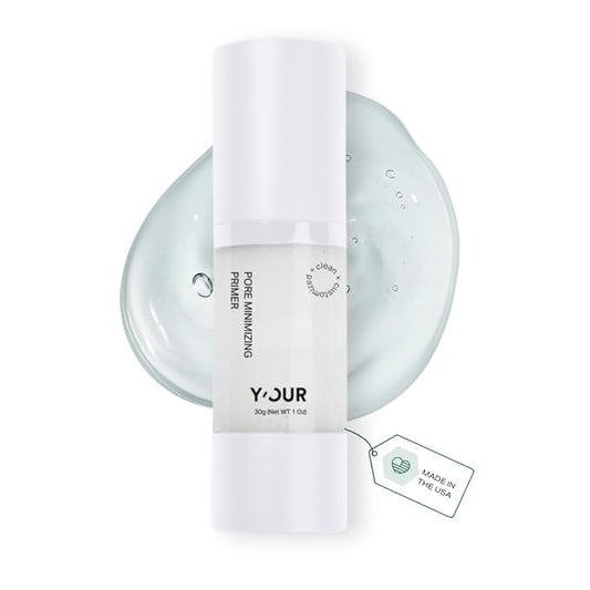 Y’OUR Pore Minimizer Velvet Veil Primer: Hydrating, Oil-Controlling & Long-Lasting; Blur Makeup for Flawless Base; Photo Finish Foundation Coverage; Brightens with Vitamins C & E. Made in USA