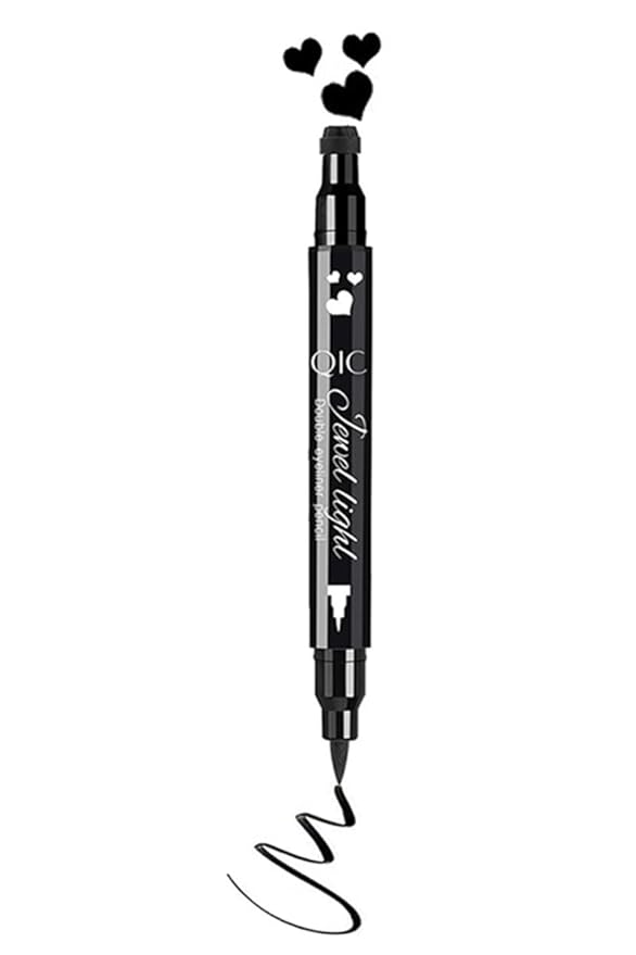 Go Ho Black Liquid Eyeliner Stamp,Heart Stamp Eyeliner Makeup,Heart Gifts,Double-seal Waterproof Eyeliner Pen,Long-lasting Smudge-proof Eye Liner Makeup Tools,1 PC