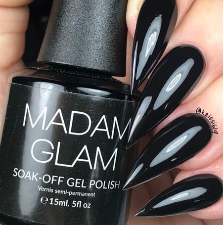 Madam Glam Perfect Gel Polish 15ml - UV LED Color 0.5oz / 15ML Super Long Lasting (Black, 0.5 Fl Oz)