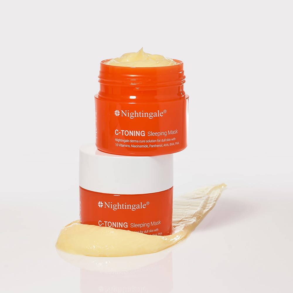 Nightingale C Toning Sleeping Mask, Overnight face Mask For Face, Vitamin C + Niacinamide +AHA, BHA, PHA+ Hyaluronic Acid, Moisturizing & Visibly Brighten, Korean Skin Care
