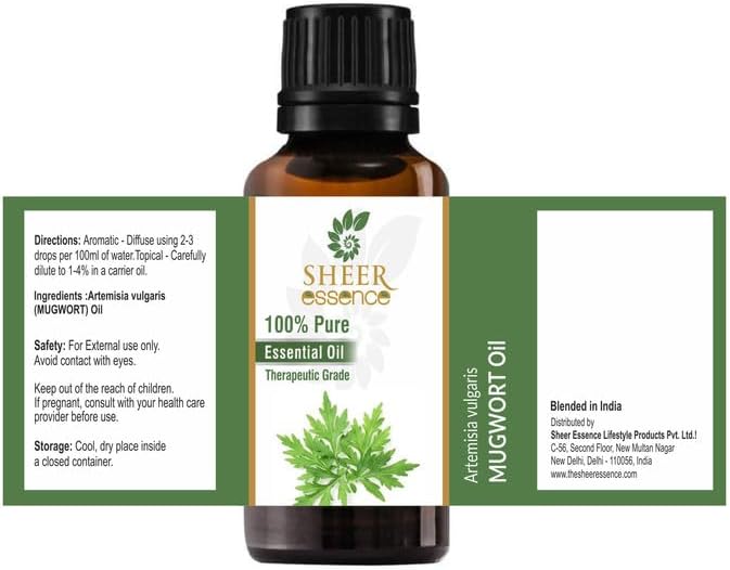 Mugwort Oil 15 ML (0.51 Fl.OZ) | 100% Pure Natural Undiluted Uncut Therapeutic Grade Artemisia Vulgaris Essential Oil