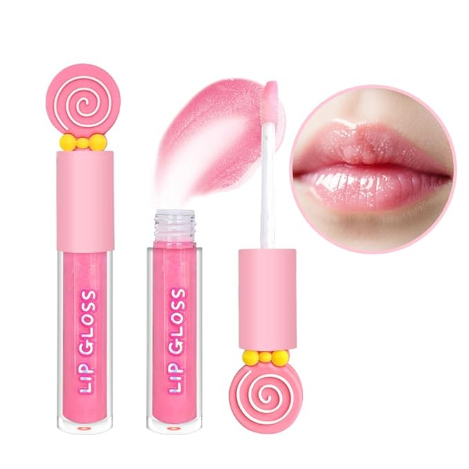 MU 6pc Candy Sweet Lip Gloss Set for Kids - 1 Straight Stick, 2 Ice Cream and 2 Candy Balms, Non-Toxic Girls Birthday Gift, Fun Theme Party Favors