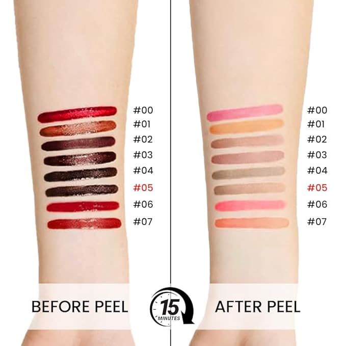 Matte Lip Gloss Stain-Peel Off Lip Liner Tattoo, Dark Brown Peel-Off Lip Tint，Long Lasting Peel Off Lip Stain, Waterproof Transfer-proof Lip Mask Lip Liner Peel Off Lip Gloss,Stayn Lip Makeup.05#