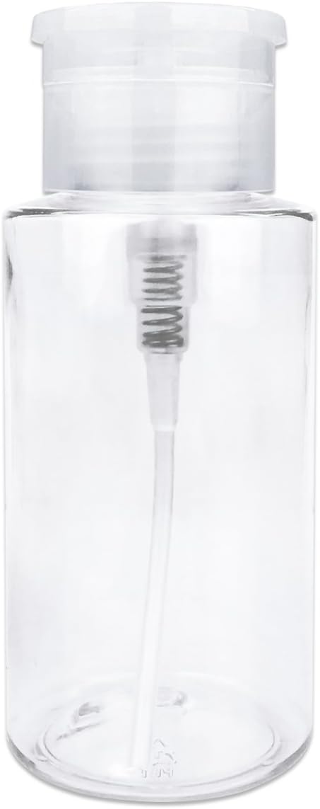 7oz Clear Push Down Pump Dispenser Empty Refillerble Bottle with Flip Top Cap - for Nail Polish, Travel, Cosmetics Packaging