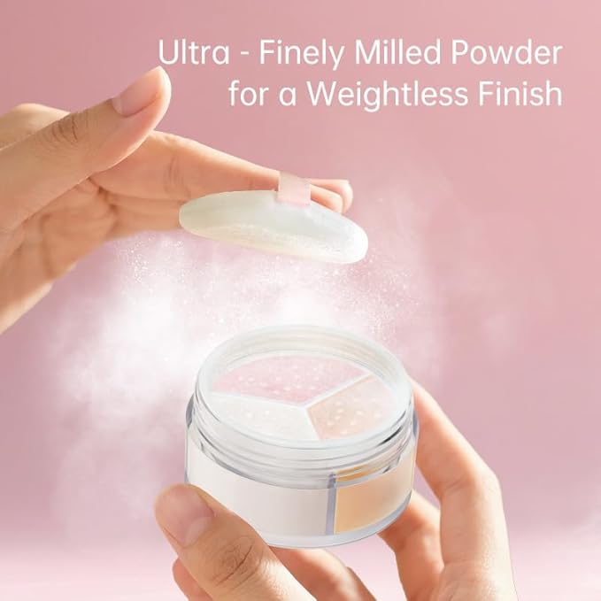 CATKIN Loose Setting Powder - Translucent Matte Finishing Powder, 3 Colors Even Skin Tone, Oil Control Makeup Pore Minimizing Powder with Velour Puff (0.42oz, C02 Matte for Oily Skin)